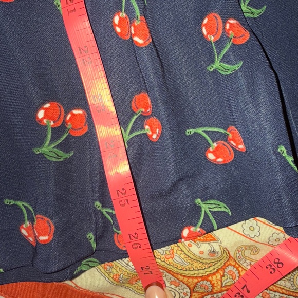 Talbots Woman 22W Cherry Print Flounce Skirt Navy Red Fruit Pattern NWT - Picture 15 of 15